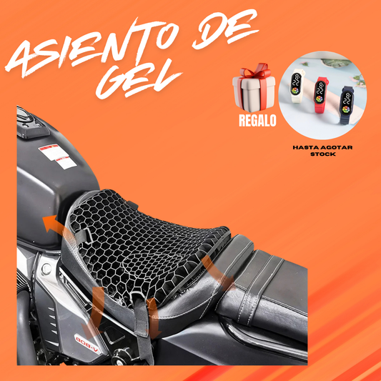 ASIENTO DE GEL PARA MOTO + RELOJ DIGITAL